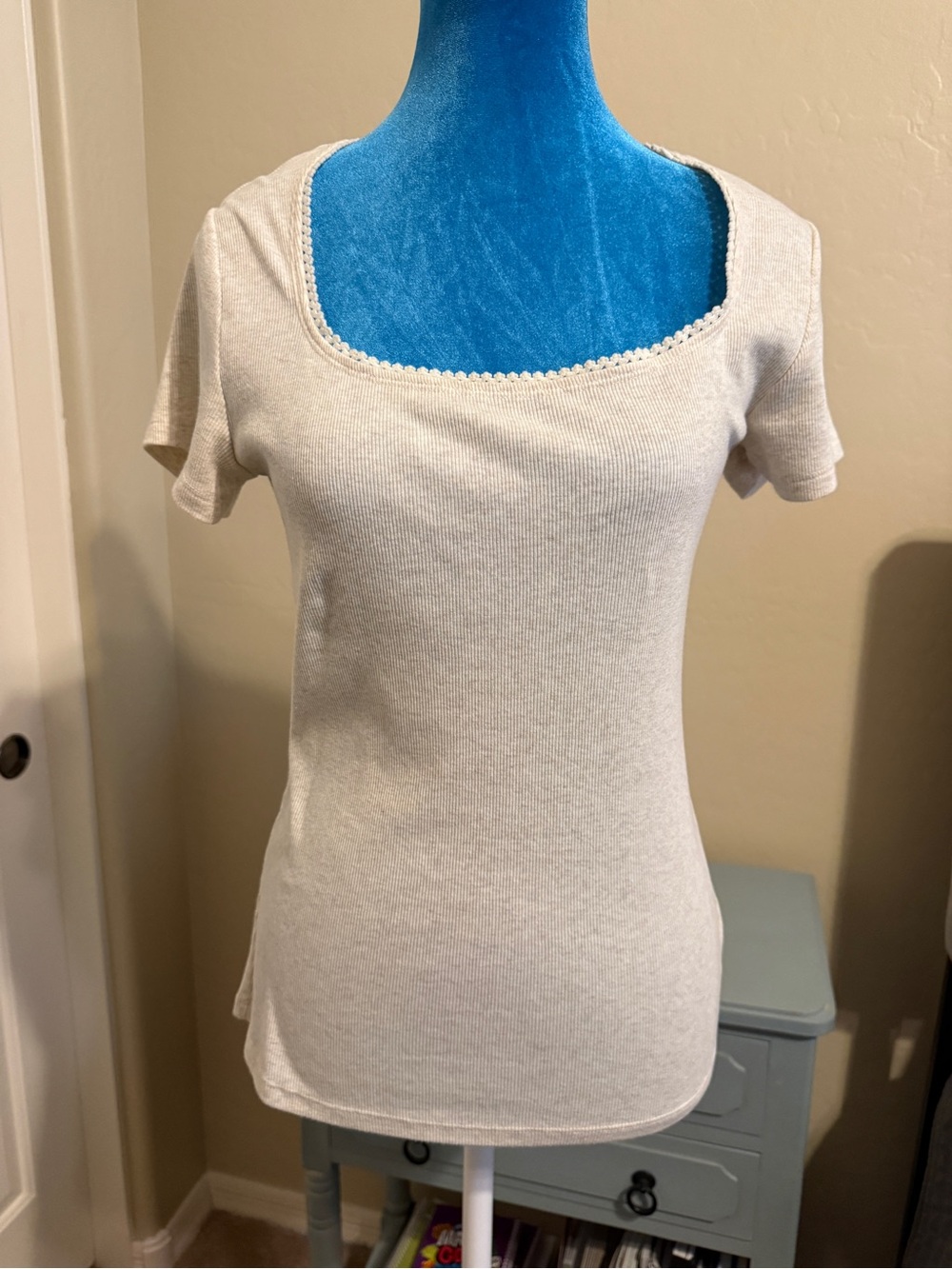 GAP Beige Square Neck Short Sleeve Tee